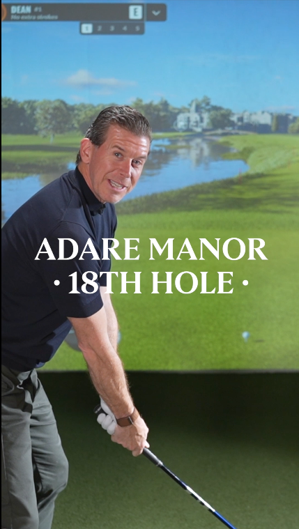 Dean teeing off on the 18th at Adare Manor on TrackMan at GolfSpace